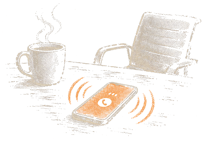 Gravure d'un smartphone qui sonne sans réponse
